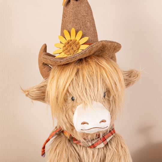 Glitzhome® 17.75" Fall Fabric Highland Cow Shelf Sitter
